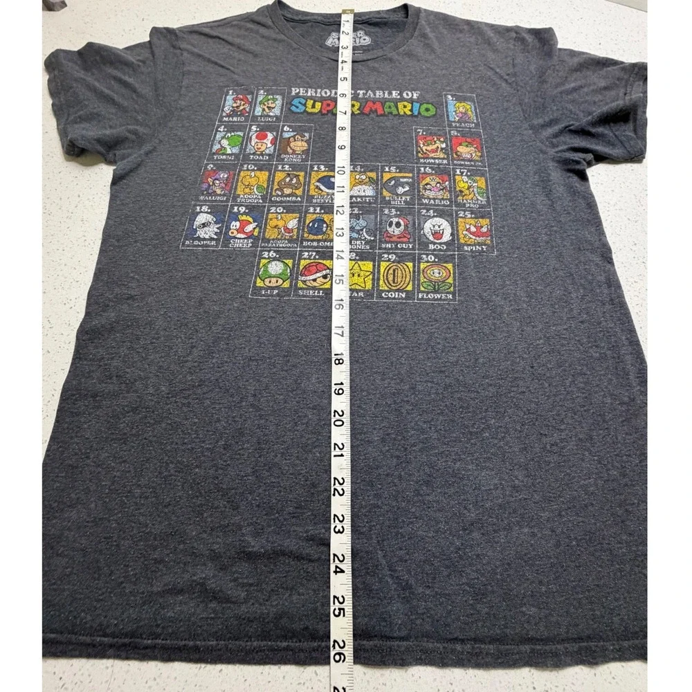 Nintendo Super Mario Periodic Table Graphic T-Shirt Kids Medium Charcoal Gray